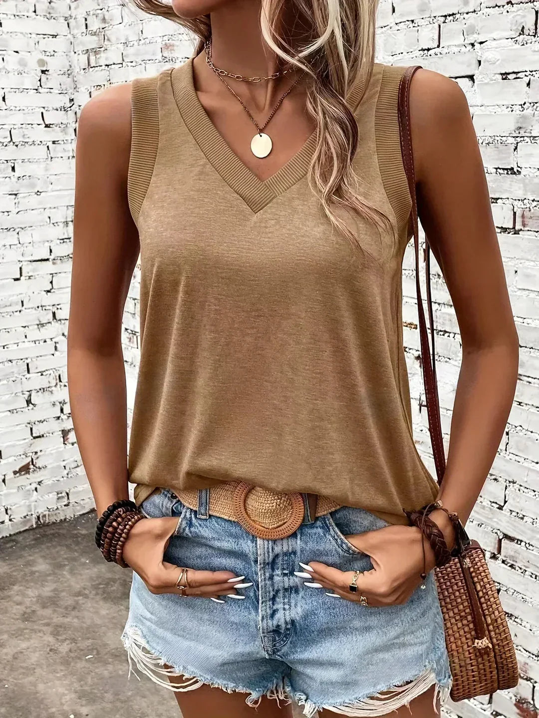 Charline - Åndbar Bomulds Top med V-hals