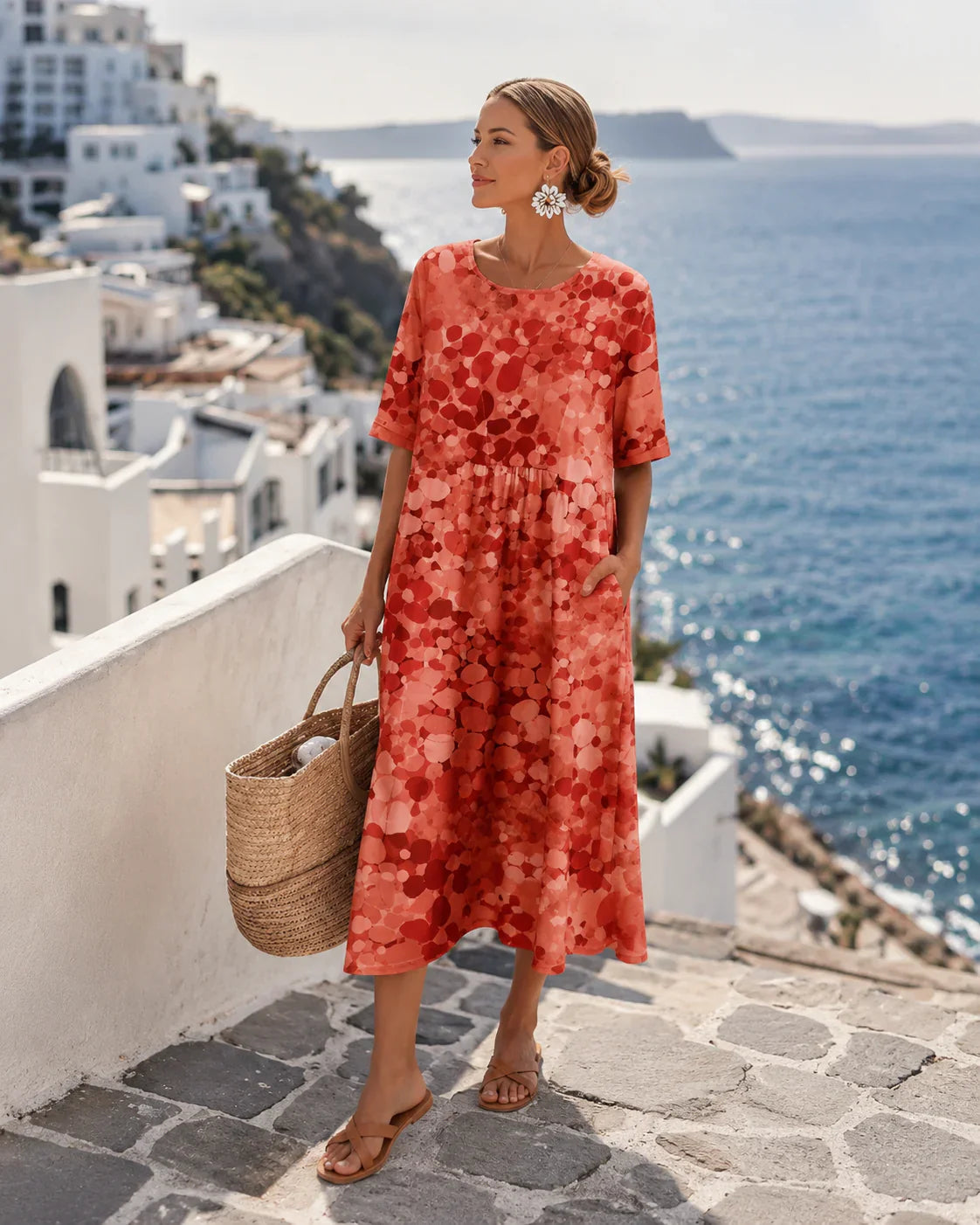 Zaruhi - Vestido con Estampado de Colores Corte Ajustado y Fluido