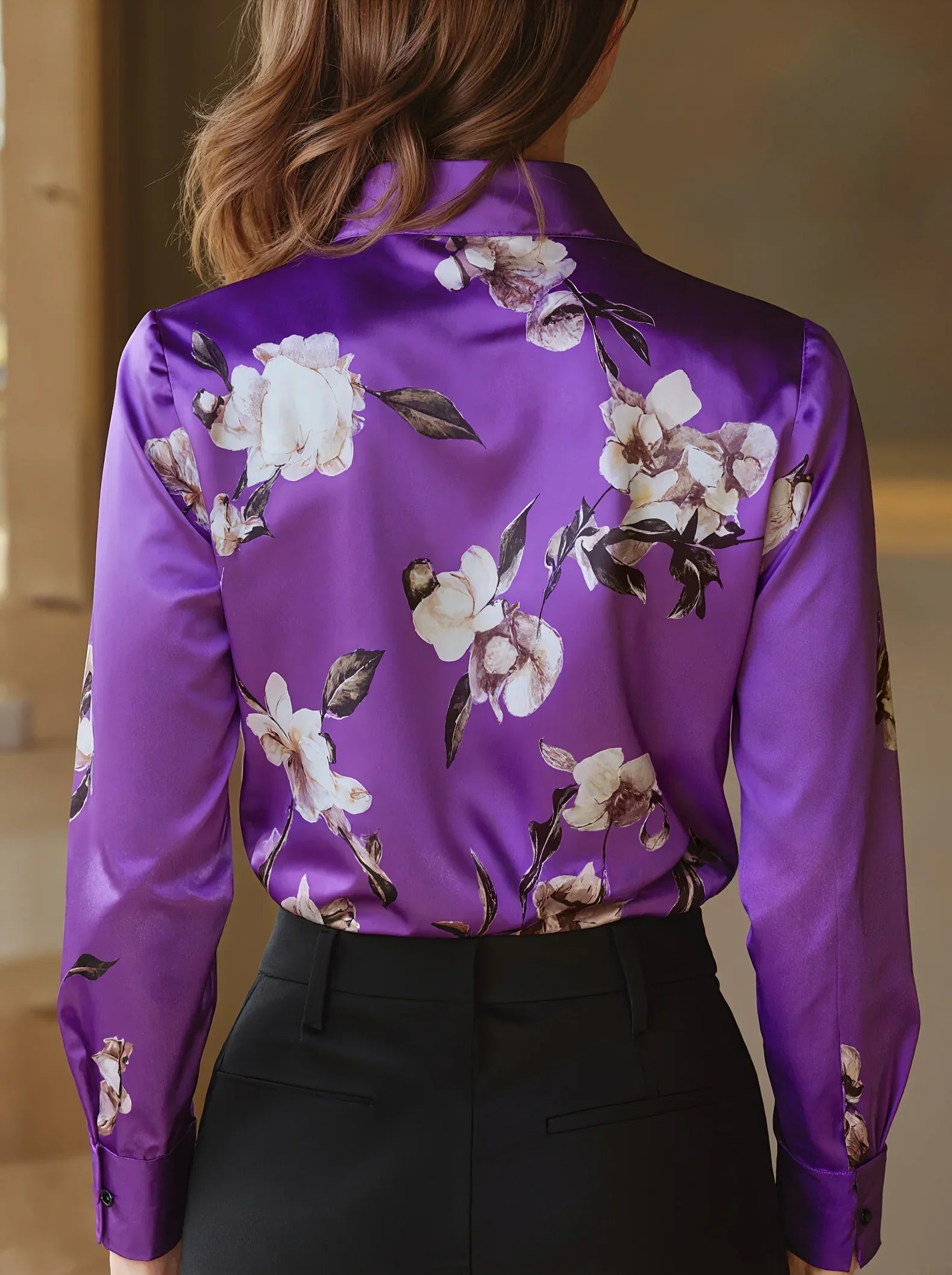 Taina - Chemise en Soie Fleurie Sophistiquée