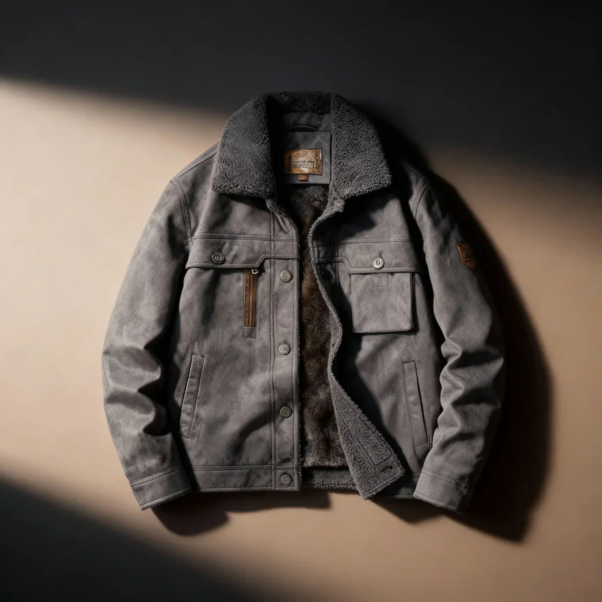 Niels - Veste en Daim Haut de Gamme Doublure Sherpa