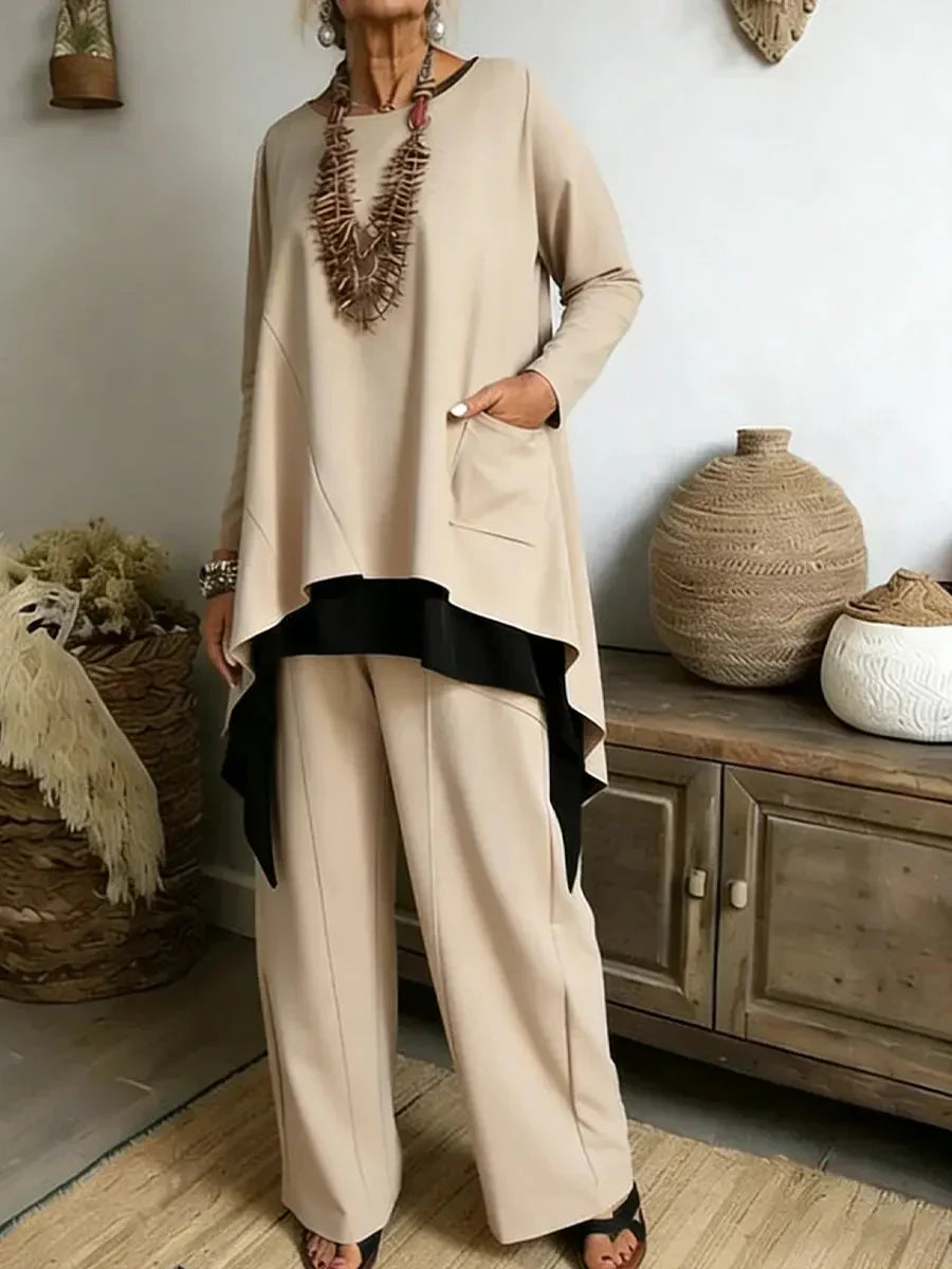 Soufya - Ensemble Blouse et Pantalon Ample｜Collier Offert