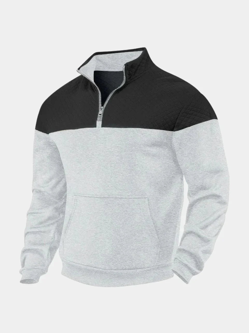 Théodore - Sweat en Coton Bicolore à Col Zippé