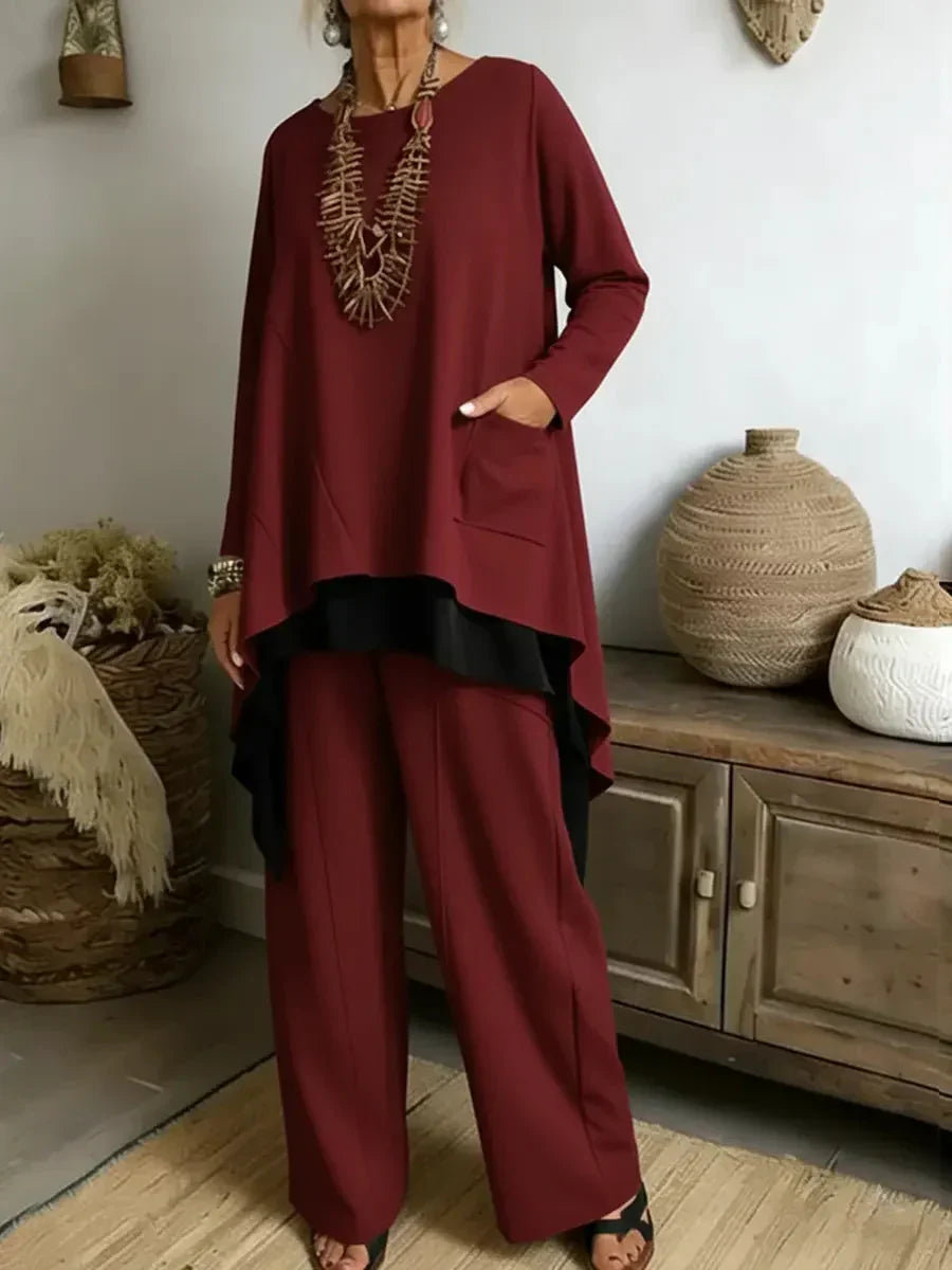 Soufya - Ensemble Blouse et Pantalon Ample｜Collier Offert