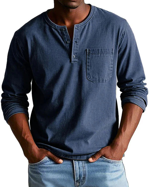 Sebastian - Retro Košile z Prémiového Lehkého Denimu