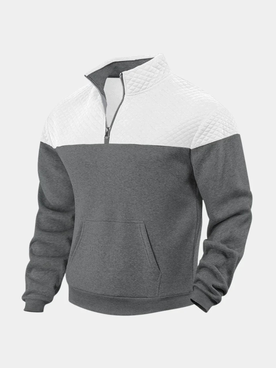 Théodore - Sweat en Coton Bicolore à Col Zippé
