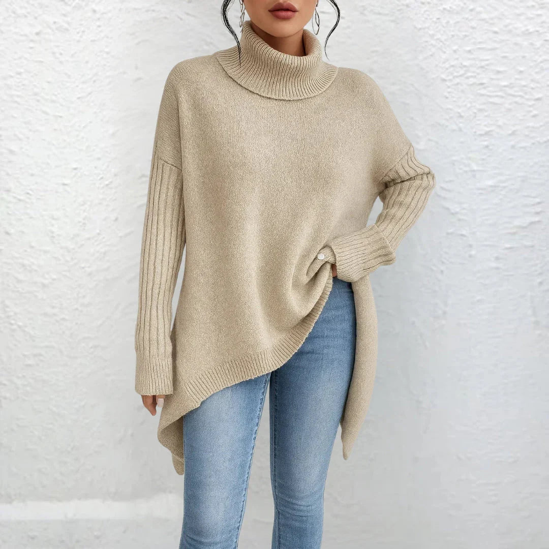 Layane - Long Pull en Coton à Col Roulé