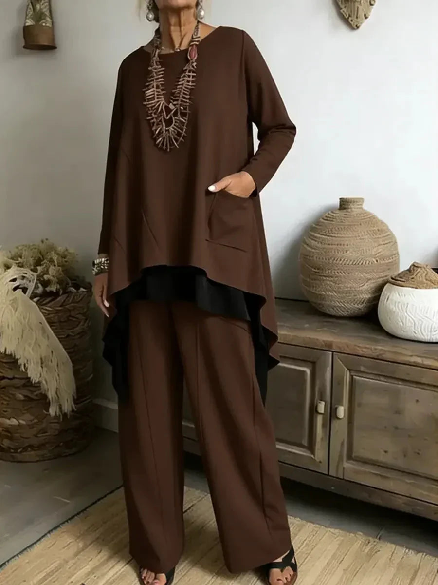 Soufya - Ensemble Blouse et Pantalon Ample｜Collier Offert