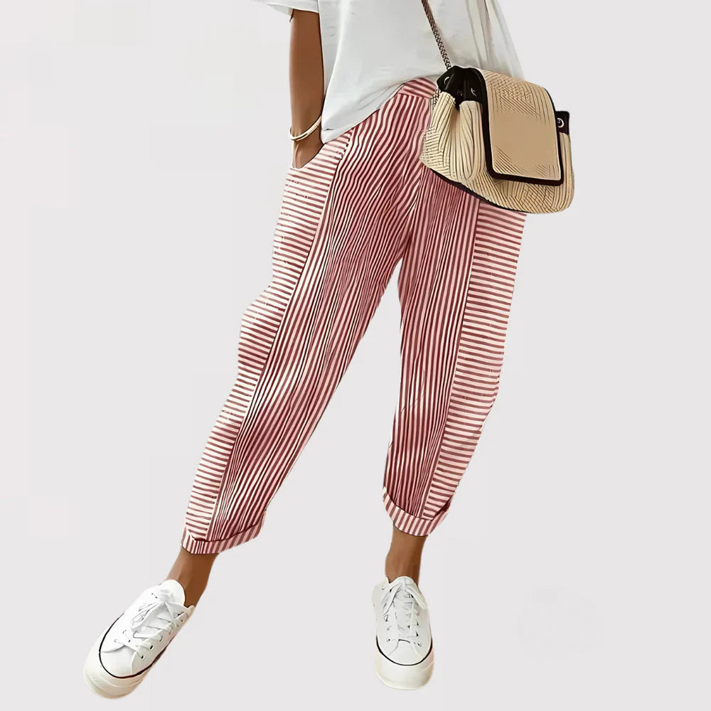 Glenda - Stribede Sommer Bukser i Hør