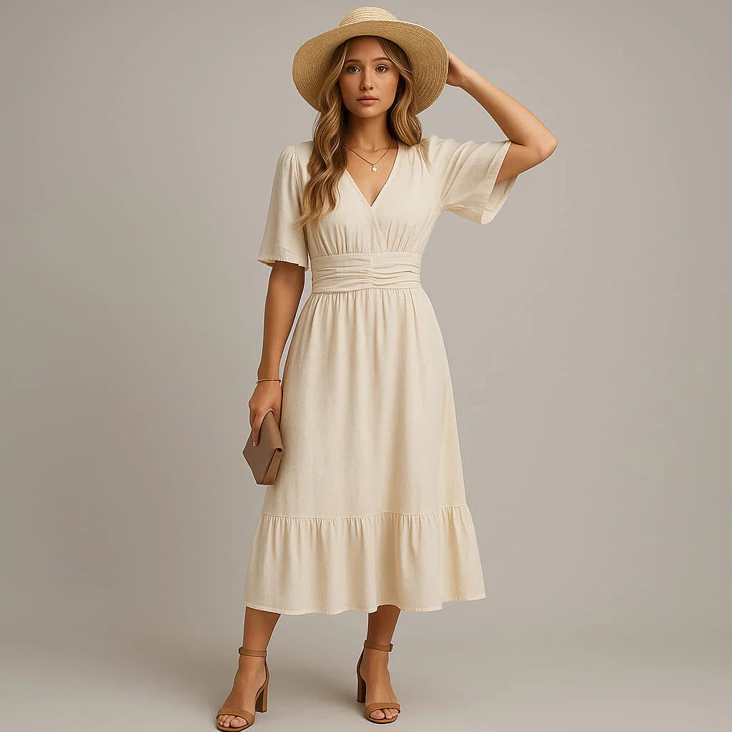 Anissa - Feminná Komfortná Šaty z Jemnej Bavlny