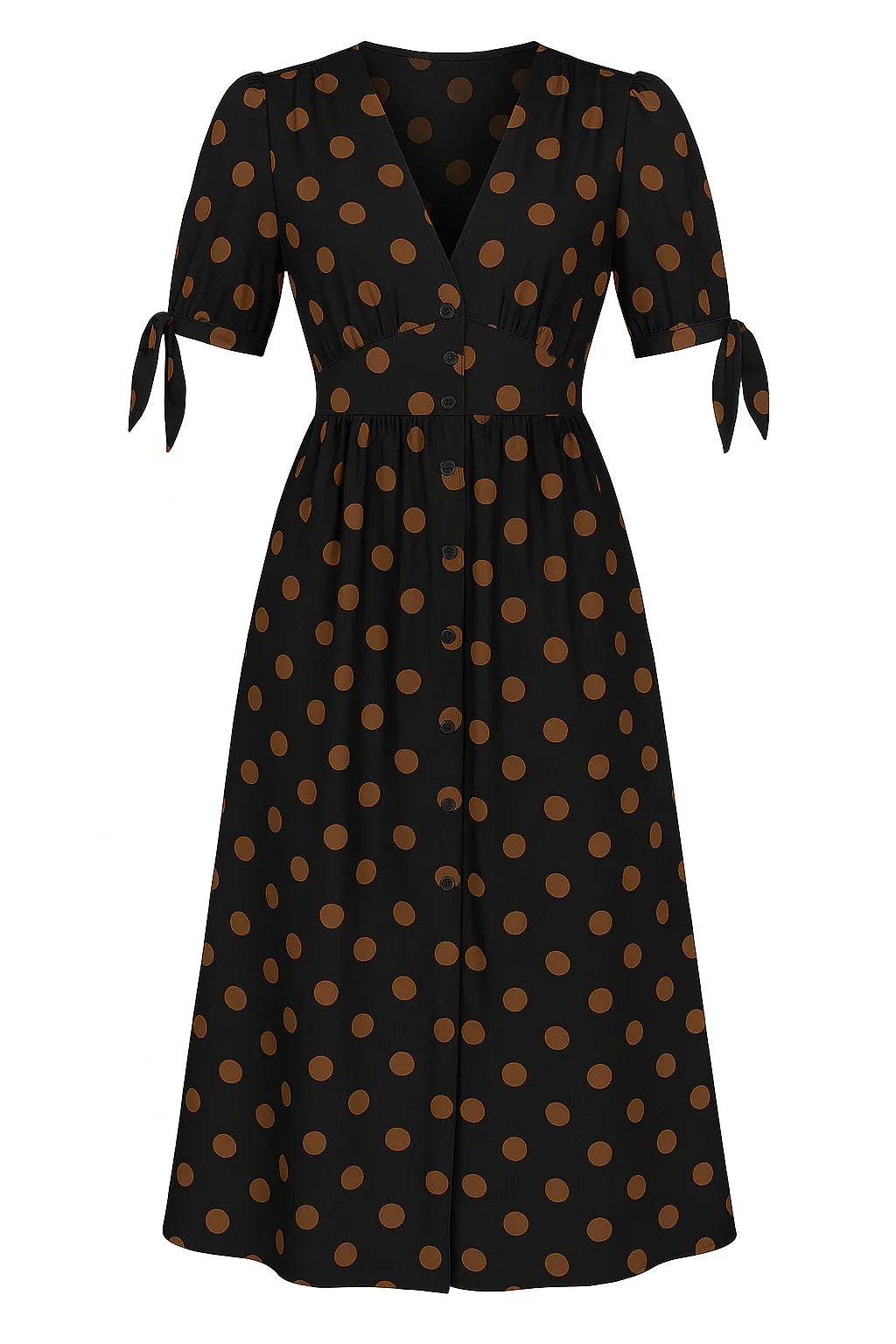 Mariette - Retro Šik Bodkované Šaty s Gombíkmi