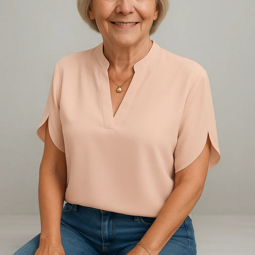 Fransje - Elegant Kortærmet Silkebluse