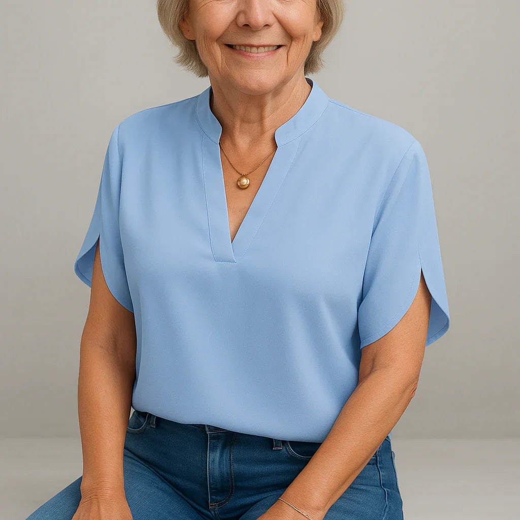 Fransje - Elegant Kortærmet Silkebluse