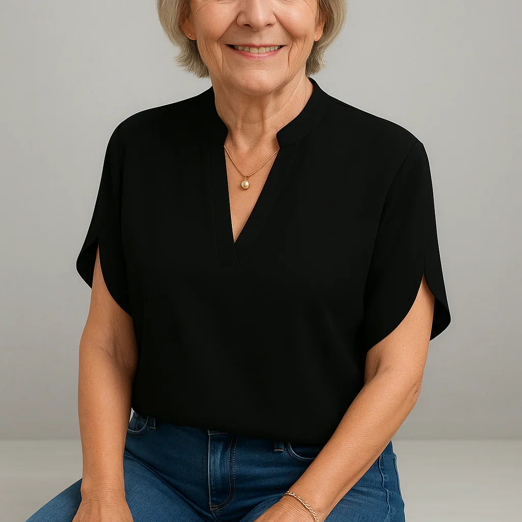 Fransje - Elegant Kortærmet Silkebluse