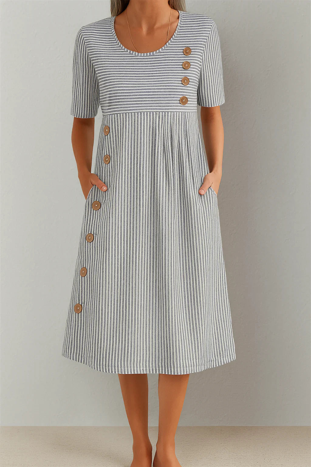 Marylou - Stribet Midikjole i Bomuld