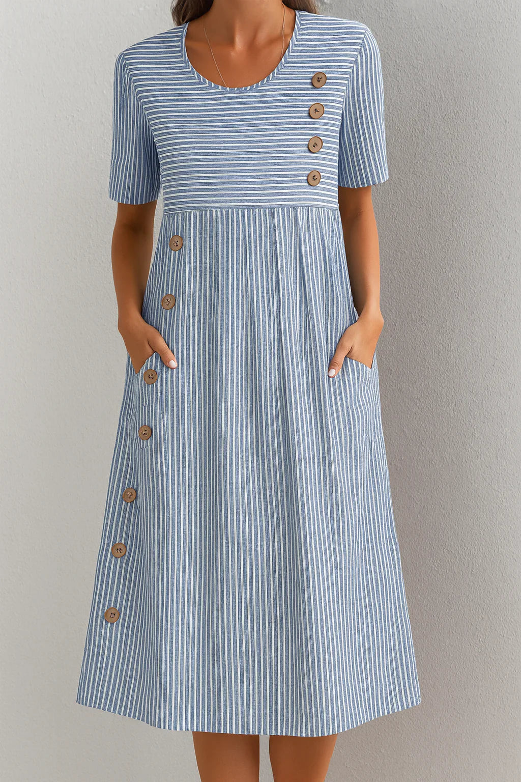 Marylou - Stribet Midikjole i Bomuld