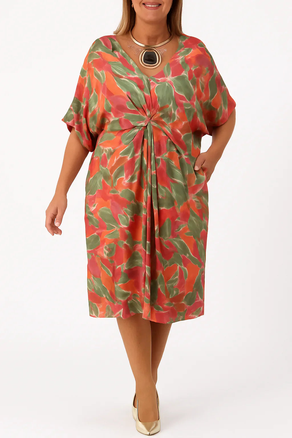 Hanna - Bavlnené Šaty s Potlačou a Lichotivým Strihom