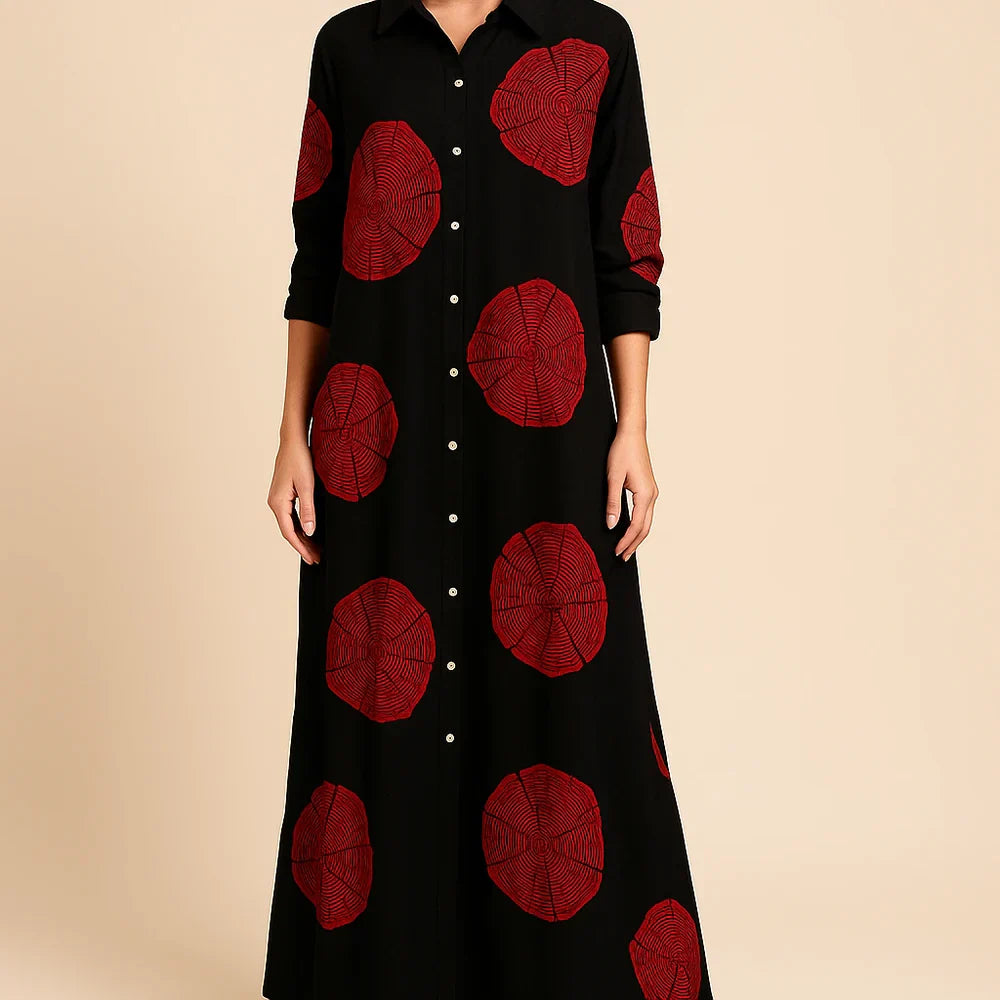 Thalia - Dlhé Dvojfarebné Košeľové Šaty z Ľanu