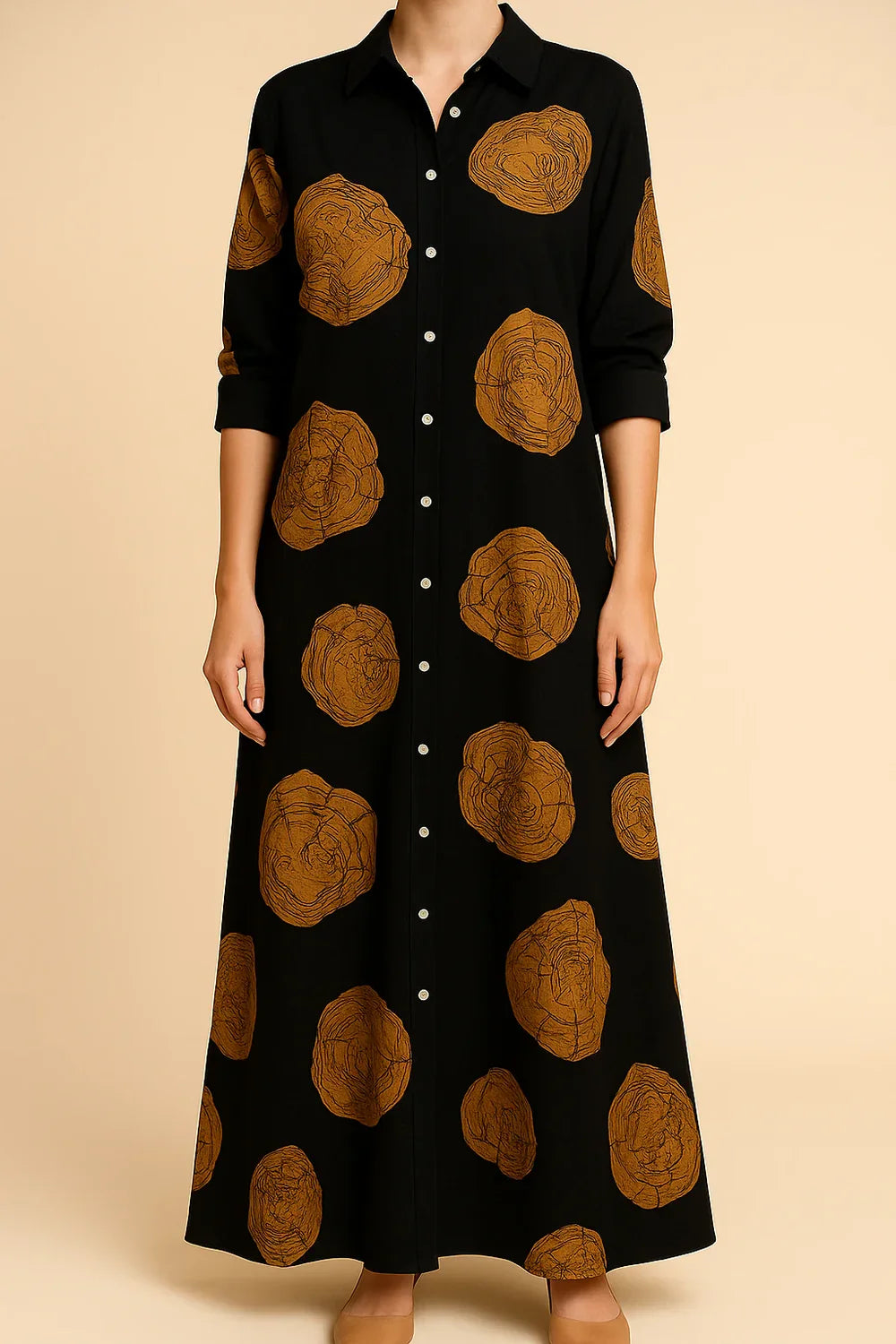 Thalia - Dlhé Dvojfarebné Košeľové Šaty z Ľanu