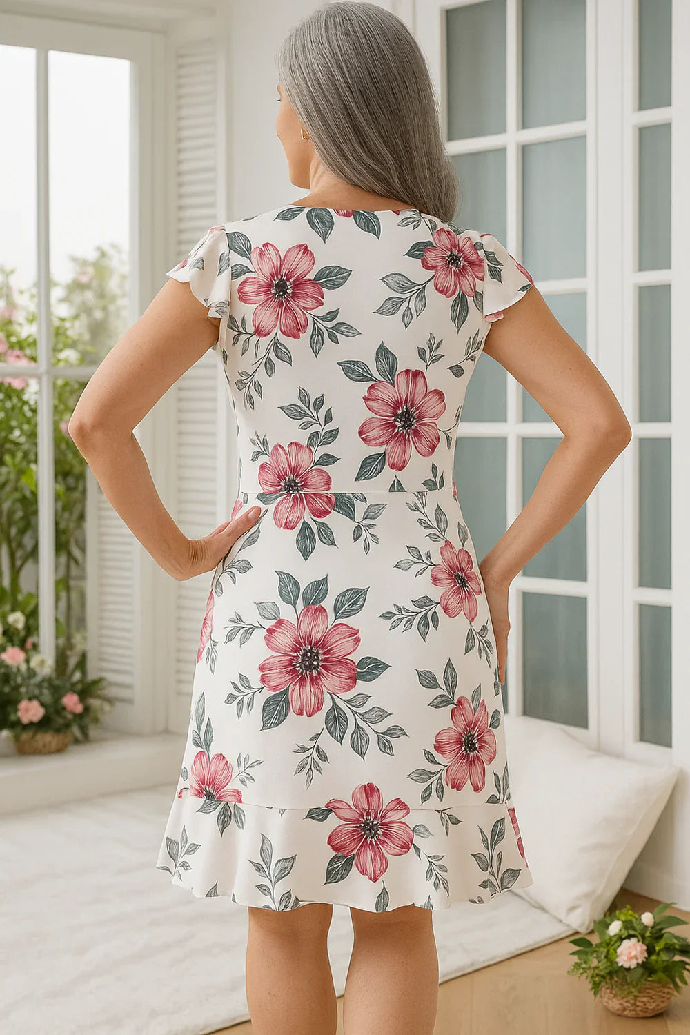 Enora - Kvetované Bavlnené Šaty s Volánmi