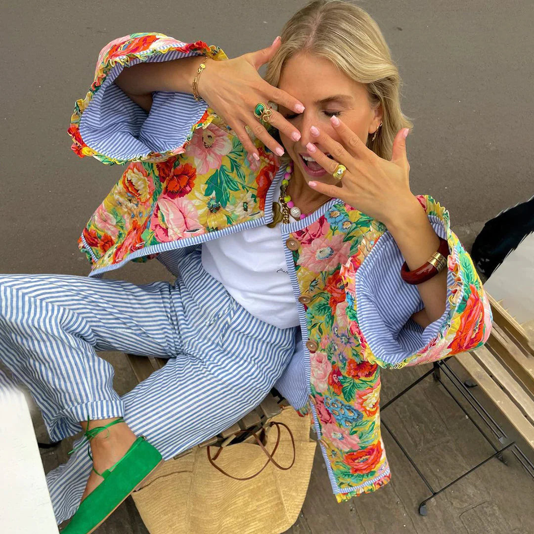 Zahra - Veste de Printemps Fleurie Élégante