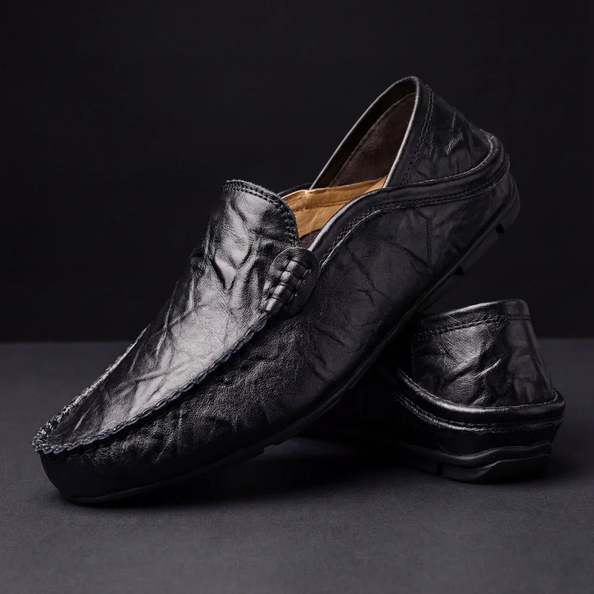 Jorick - Mocasines de Cuero Genuino Flexible