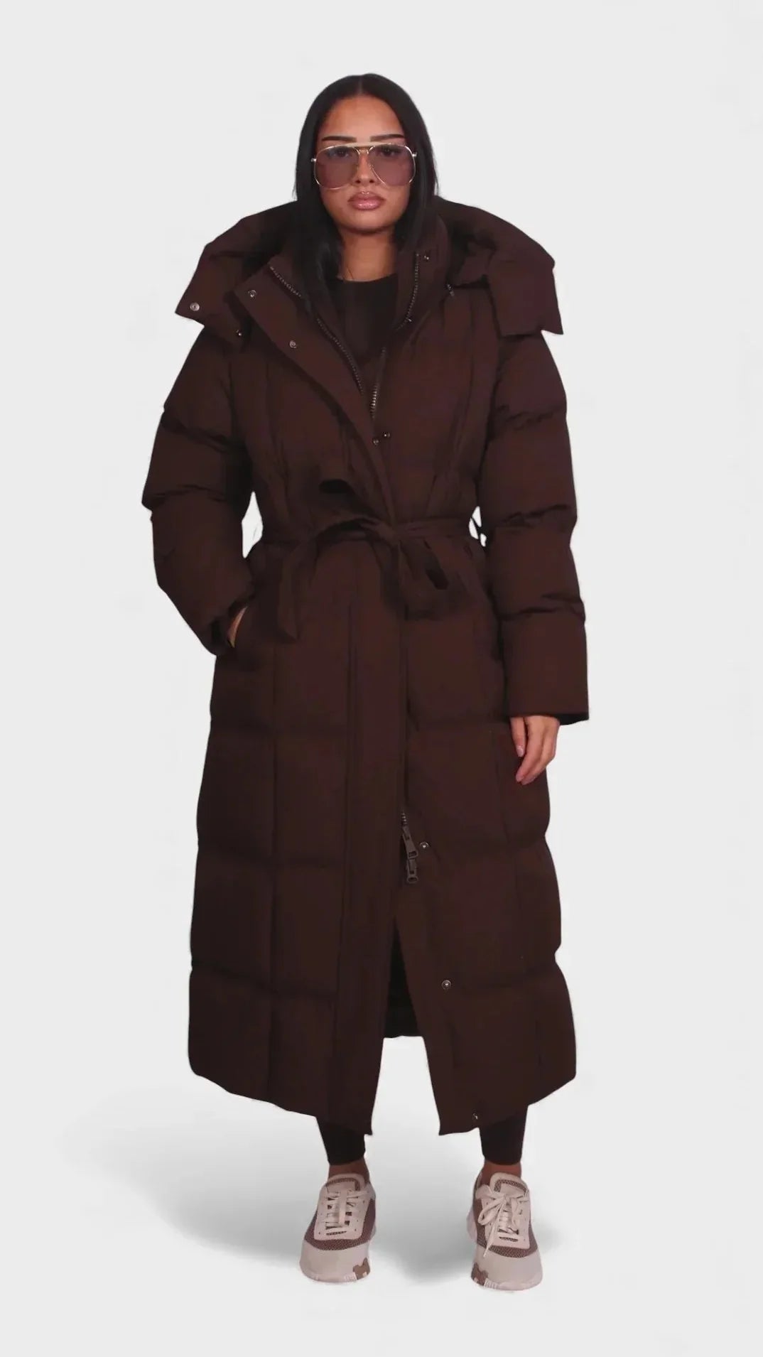 Meriem - Manteau Matelassé Long Ultra Chaud Ceinturé
