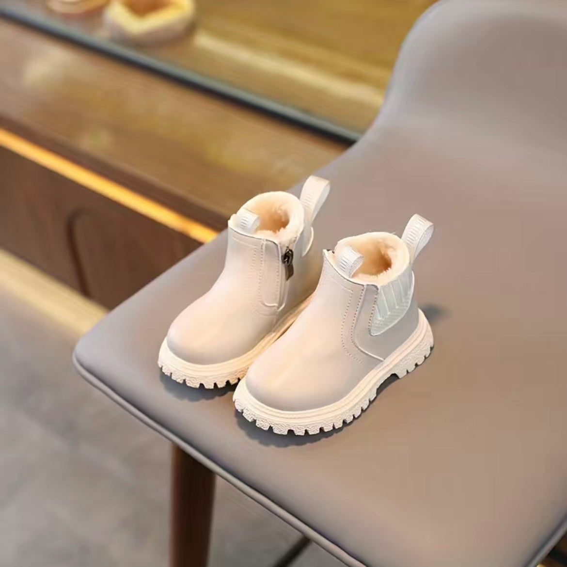 Bottines Fourrées en Cuir Supérieur Vegan