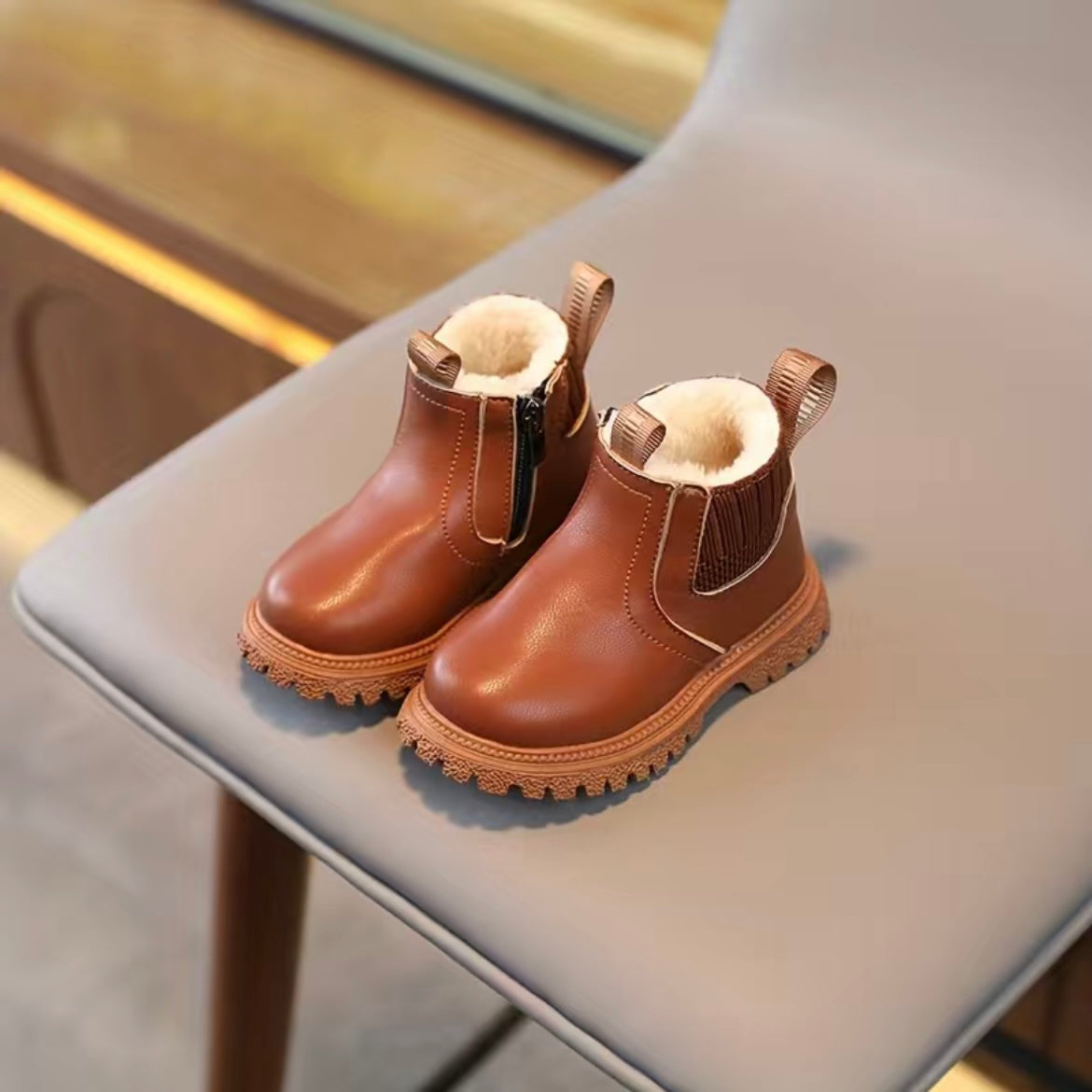 Bottines Fourrées en Cuir Supérieur Vegan