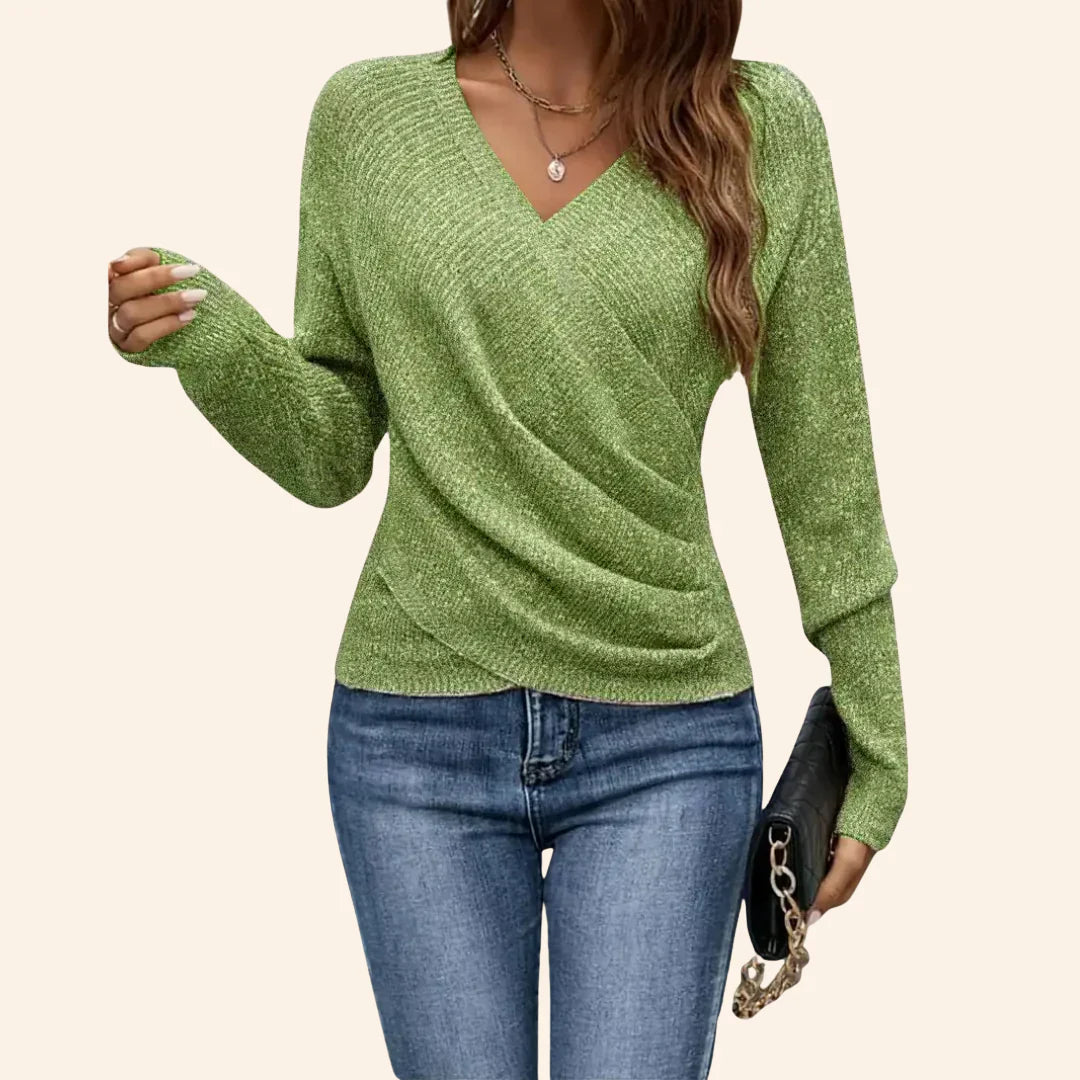 Amalya - Elegant Crossed Cotton Sweater