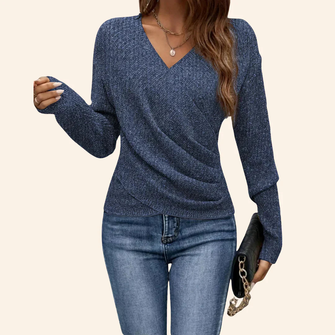 Amalya - Elegant Crossed Cotton Sweater
