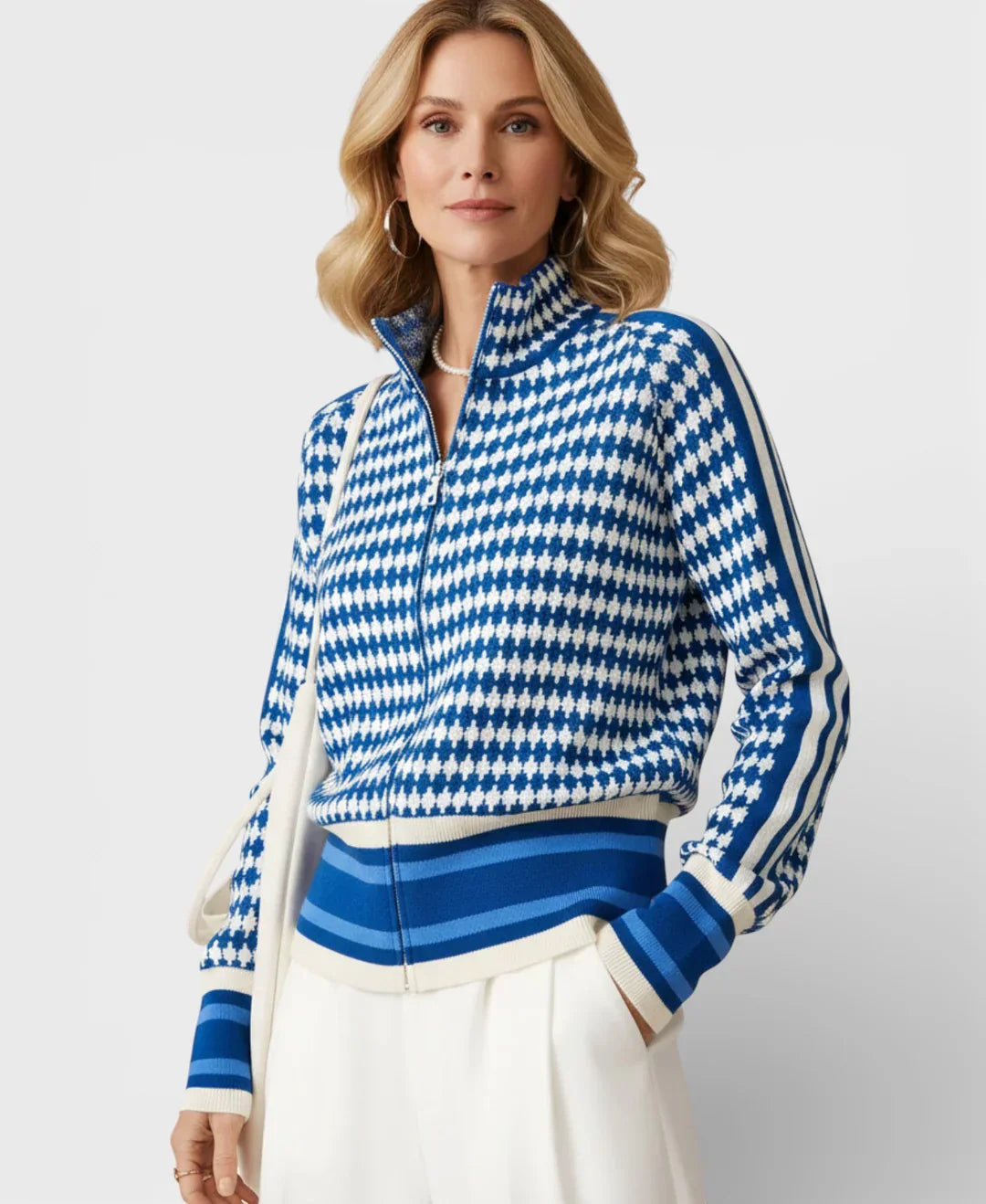 Kirsten - Veste à Motif Col Montant Qualité Supérieure