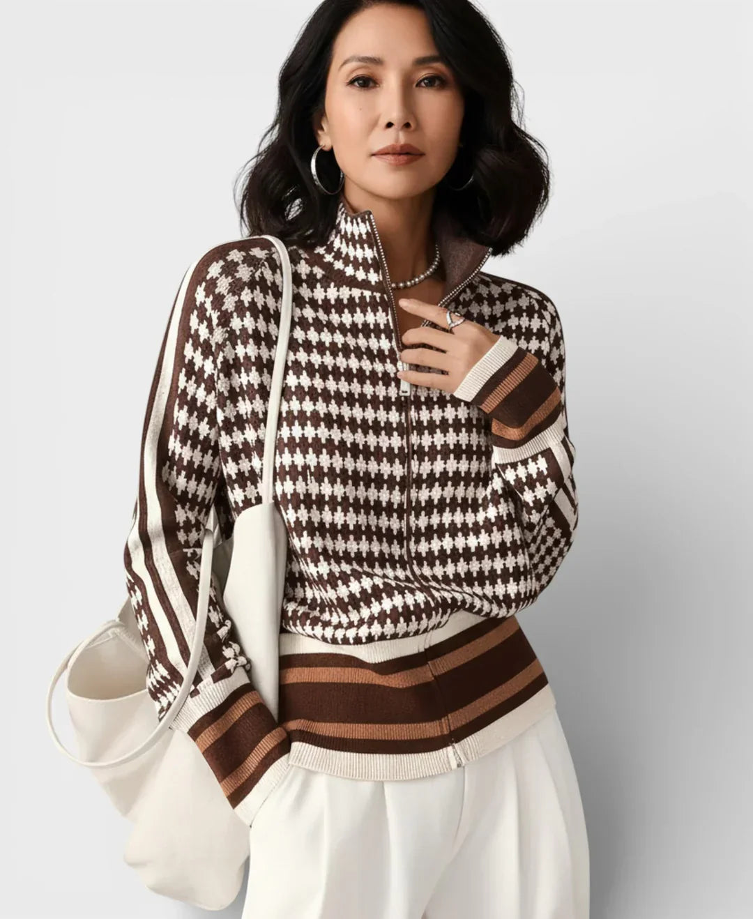 Kirsten - Veste à Motif Col Montant Qualité Supérieure