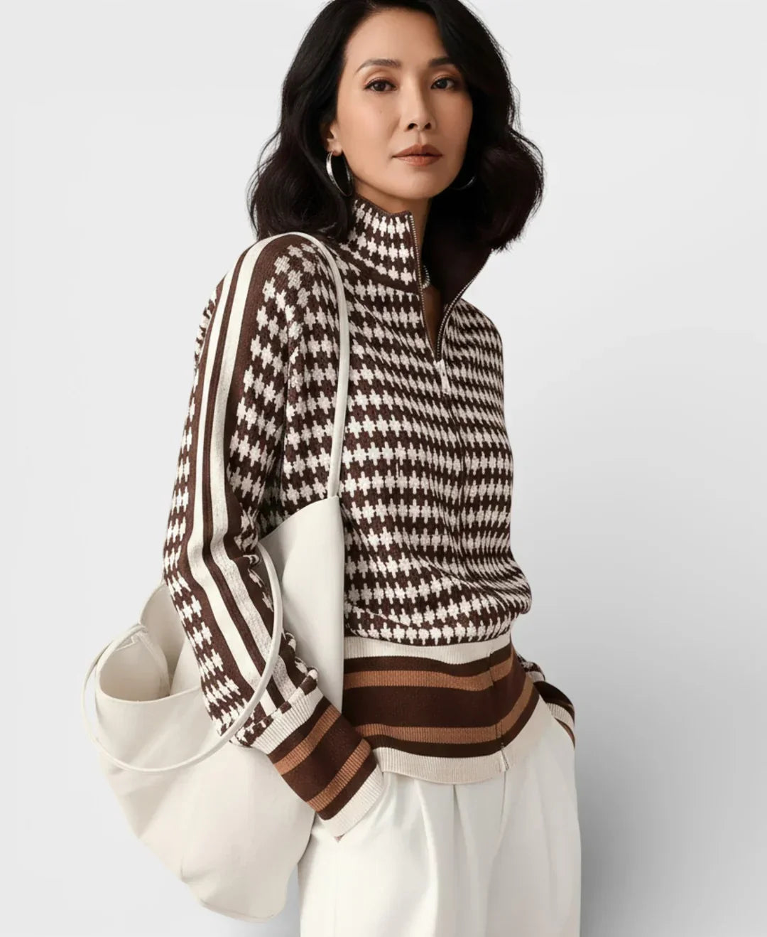 Kirsten - Veste à Motif Col Montant Qualité Supérieure