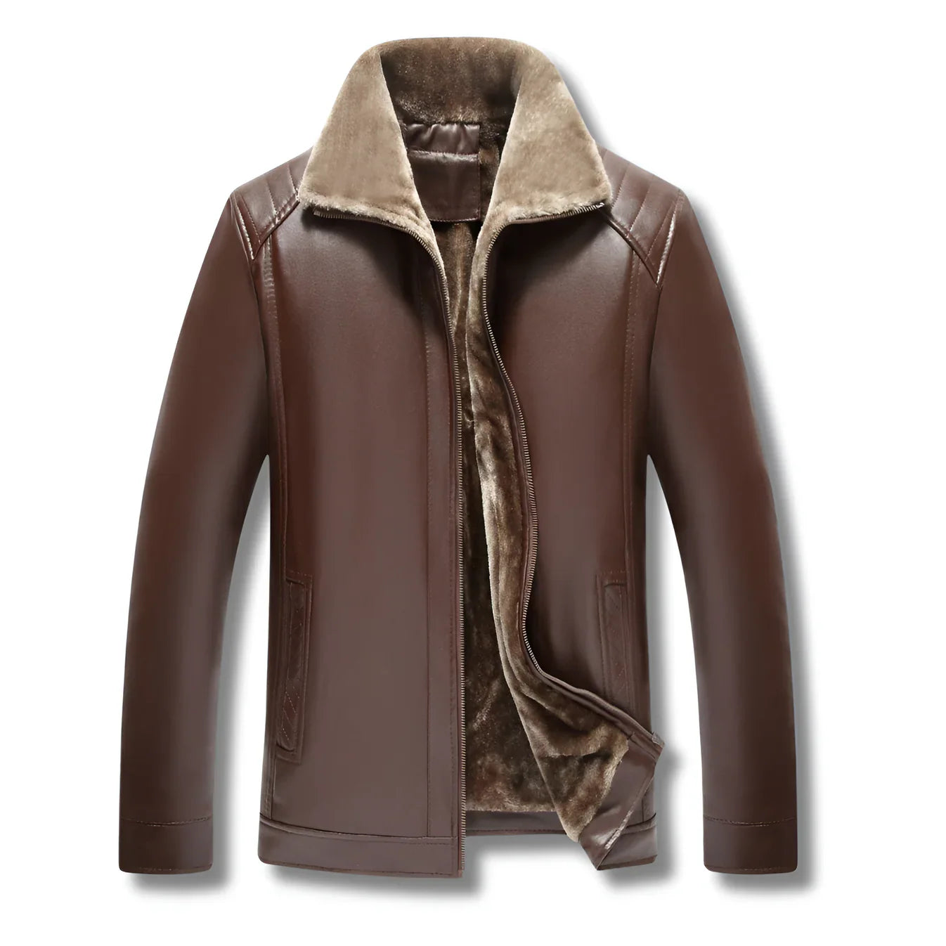 Diller - Elegantní Kožený Kabát S Kožešinovou Podšívkou