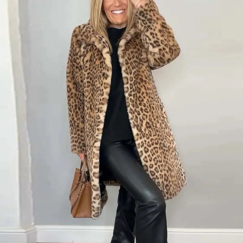 Jovanka - Kožešinový Kabát S Leopardím Vzorem