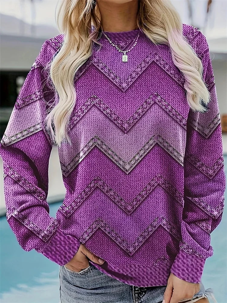 Sonia - Jednofarebný Sveter s Grafickým Vzorom