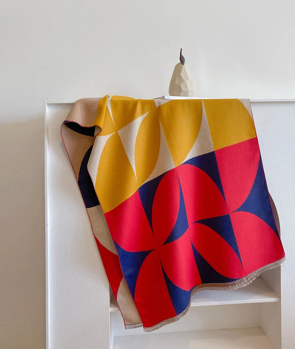 Natha - Écharpe Chaude Géométrique Haute Couture