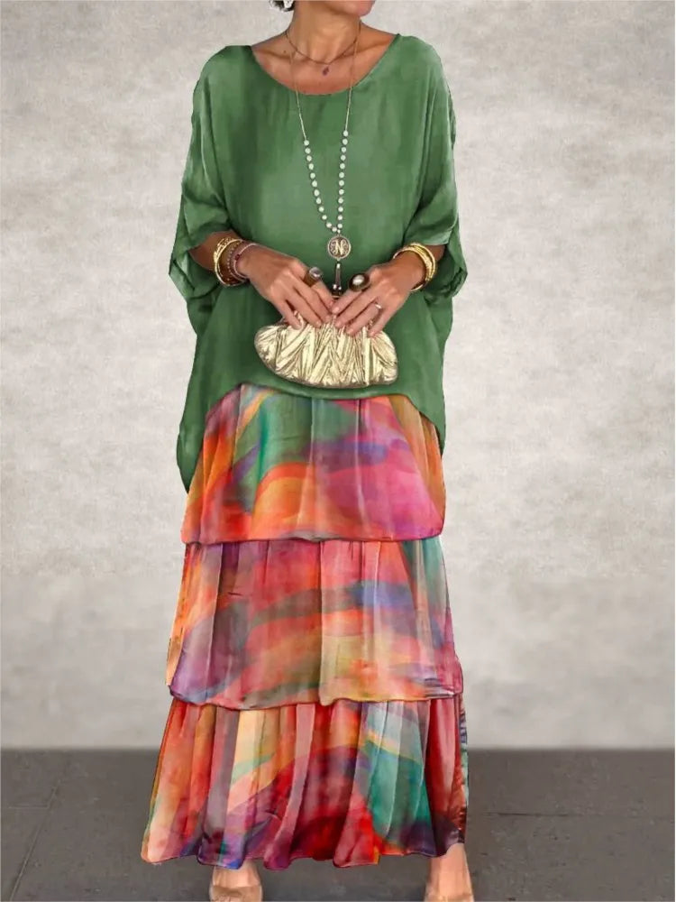 Anika - Lang Kjole med Romantiske Flæser