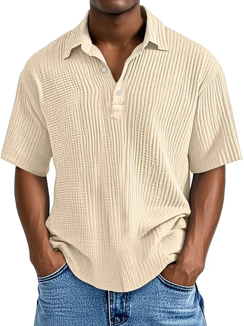 Renaud - Polo Plisado de Manga Corta para Hombre