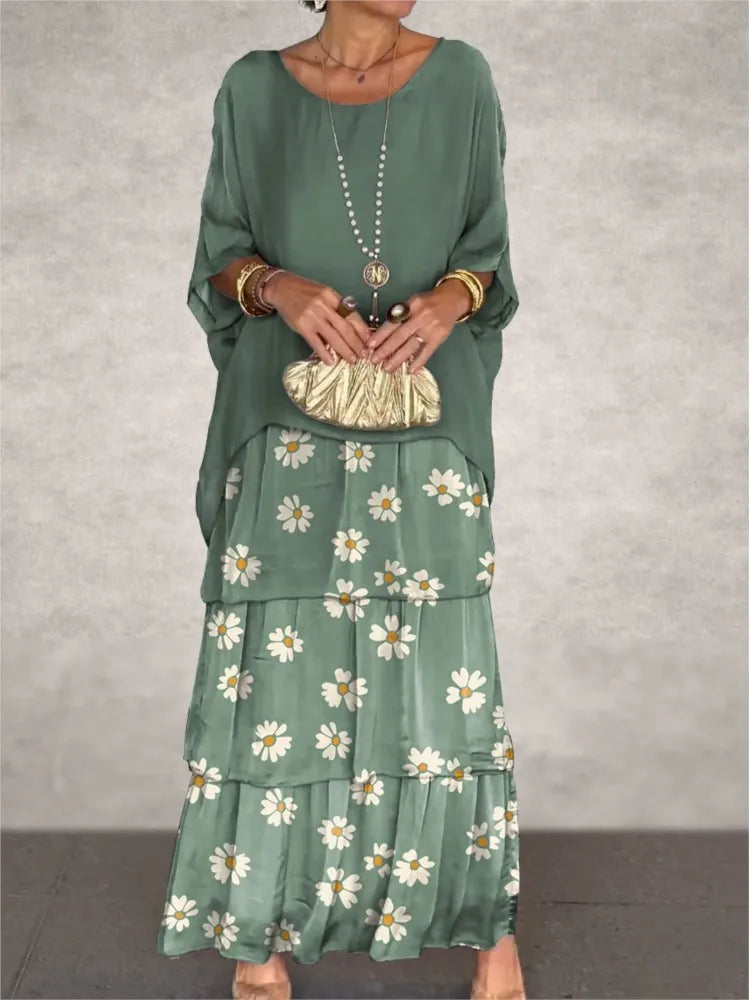 Anika - Lang Kjole med Romantiske Flæser