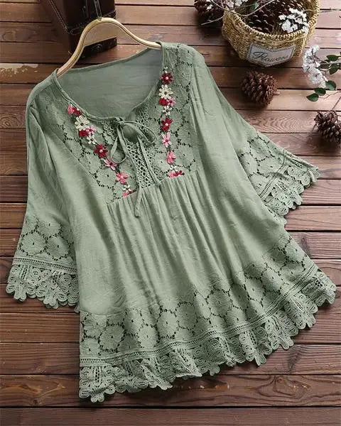 Sayana - Boheme Chic Broderet Bomuldsbluse