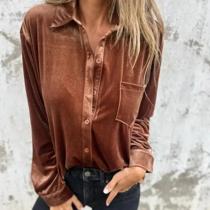 Sloane - Chemise Boutonnée en Velours Premium