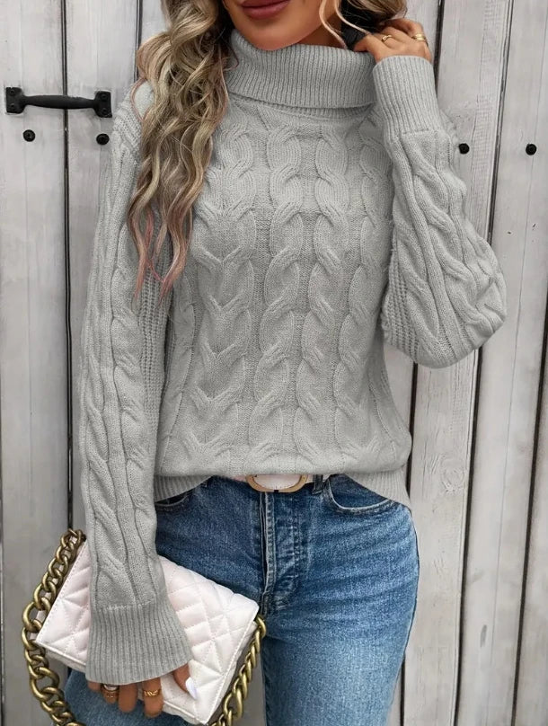 Loriana - Prémiový Torsadový Pletený Svetr S Rolákem