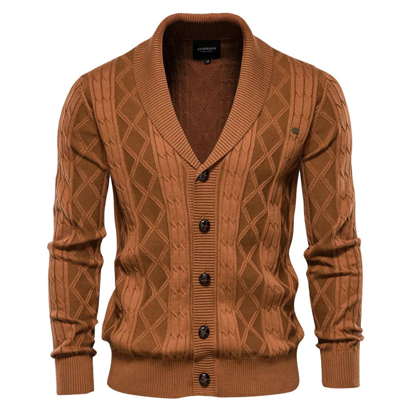 Leonardo - Élégant Cardigan en Maille Torsadée