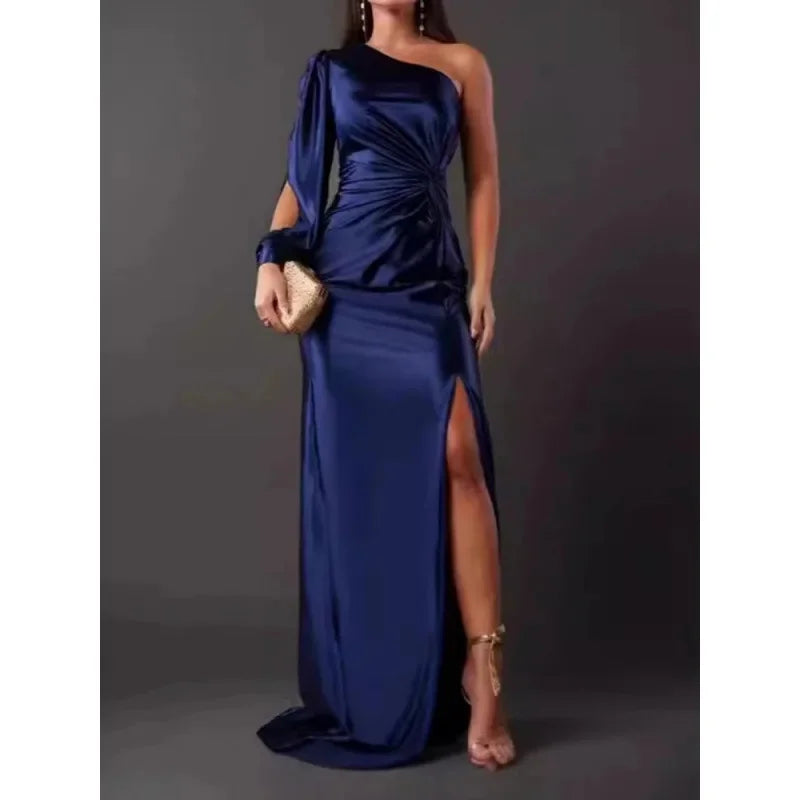 Marisol - Elegantné Asymetrické Večerné Šaty zo Saténu