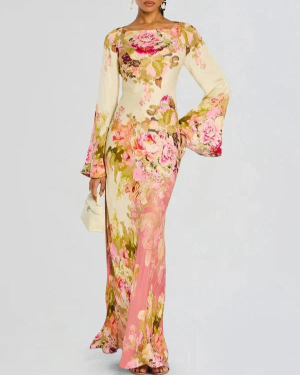 Emanuela - Chic Feminin Blomstret Maxikjole