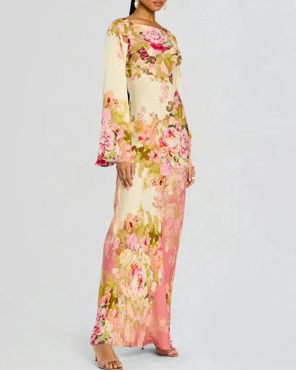 Emanuela - Chic Feminin Blomstret Maxikjole