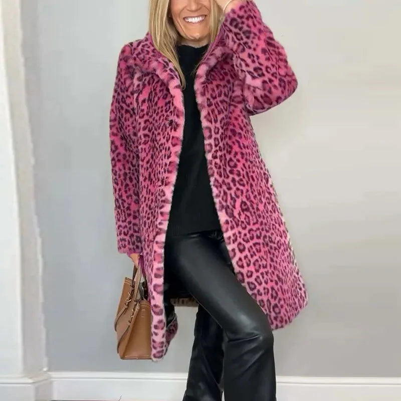 Jovanka - Kožešinový Kabát S Leopardím Vzorem