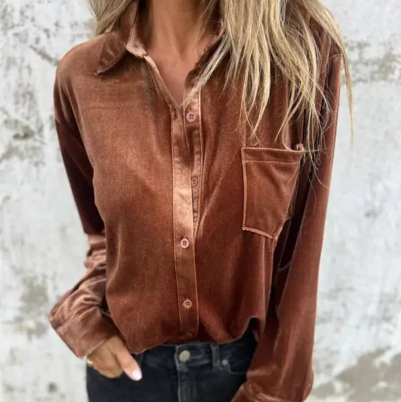 Sloane - Chemise Boutonnée en Velours Premium
