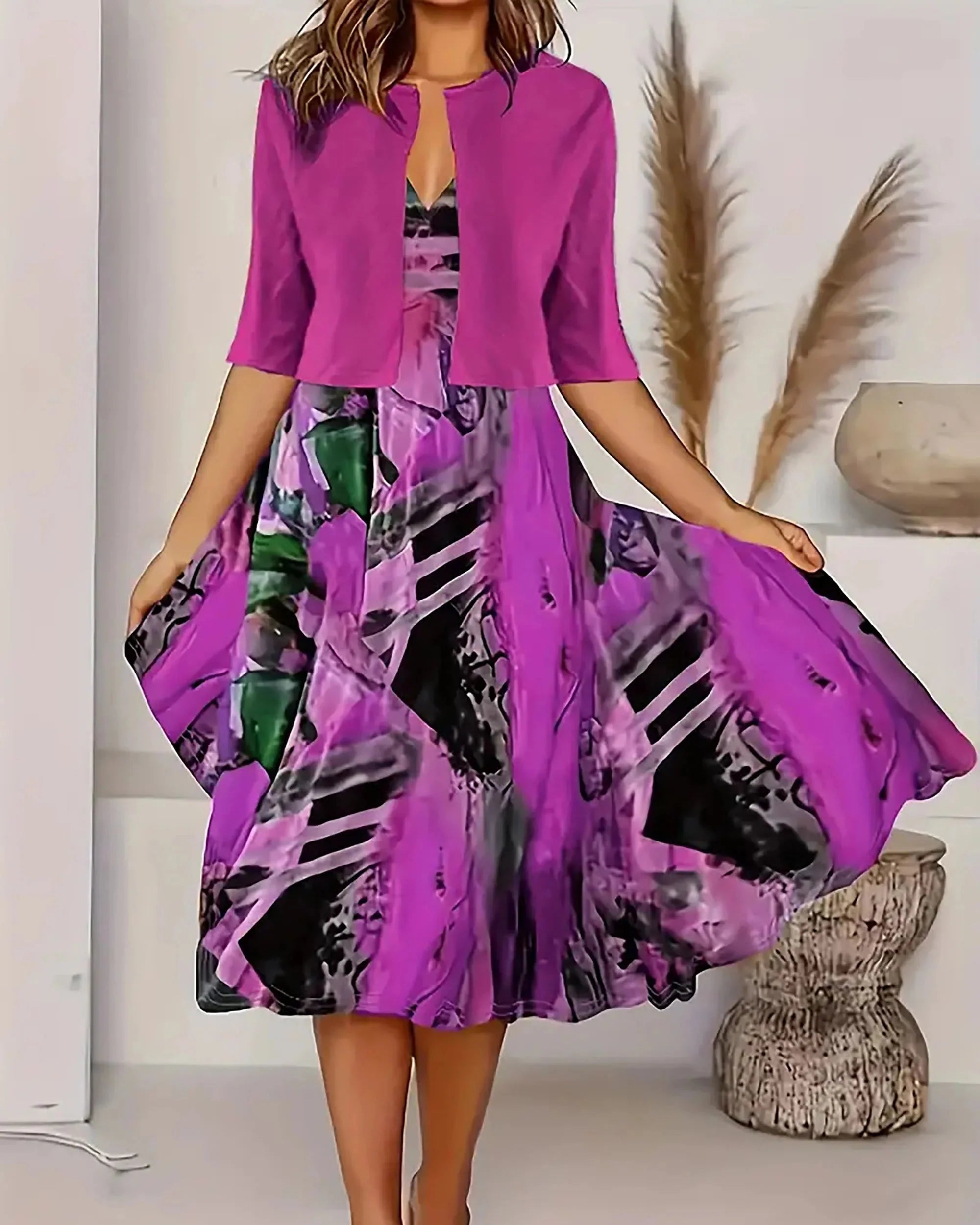 Gisela - Vzorované Šaty a Zodpovedajúca Bunda